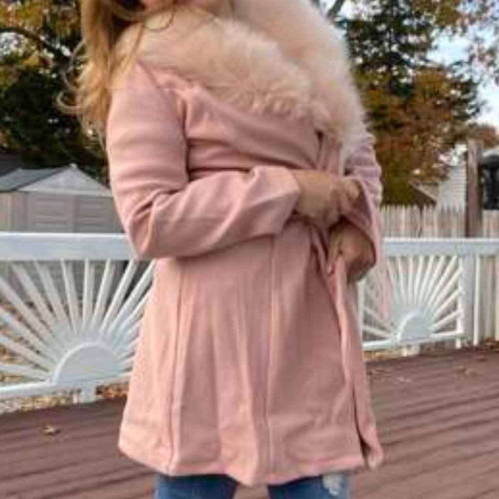 Classic Contemporary business Chic Pink Trench Coa - Picture 8 of 12